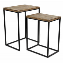 Load image into Gallery viewer, 24" Solid Wood Nested Tables (Set of 2) - Black And Brown