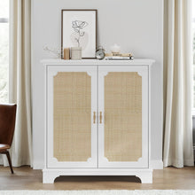 Load image into Gallery viewer, Rattan Decorated Sideboard Buffet Storage Liquor Cabinet - White