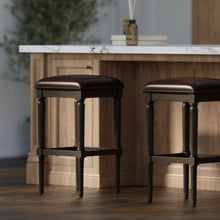 Load image into Gallery viewer, Square Stool With Upholstered Seat