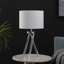 Load image into Gallery viewer, LED Acrylic Tripod Table Lamp With White Shade - Silver