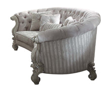 Load image into Gallery viewer, Velvet Curved Floral Sofa And Toss Pillows With Gray Legs - Ivory