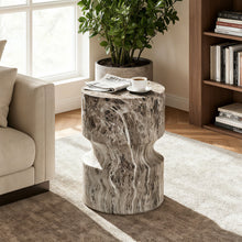 Load image into Gallery viewer, Outdoor Geometric Round End Table - Marble