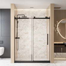 Load image into Gallery viewer, Frameless Single Sliding Shower Door, Square Tube Track