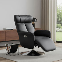 Load image into Gallery viewer, Tufted Genuine Leather Power Swivel Recliner (730558) - Black