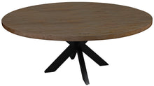 Load image into Gallery viewer, 60" Rounded Solid Wood And Iron Pedestal Base Dining Table - Black / Natural