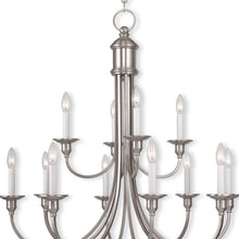 Load image into Gallery viewer, 32" Twelve Light Dimmable Chandelier With Shades - Nickel