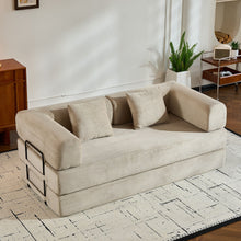 Load image into Gallery viewer, Convertible Sleeper Sofa Bed With Cylindrical Pillow, With Fixed Shape Frame