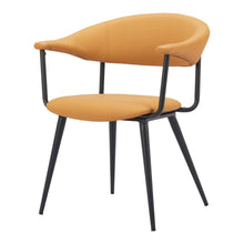 Load image into Gallery viewer, Upholstered Faux Leather Open Back Dining Arm Chair - Brown