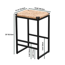 Load image into Gallery viewer, 25" Height Backless Water Hyacinth Woven Bar Stools With Footrest (Set of 2) - Natural