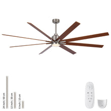 Load image into Gallery viewer, Oversized Large Ceiling Fan With Dimmable LED Light, 8 Blades, Remote Control