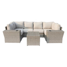 Load image into Gallery viewer, Outdoor Wicker Sectional With Weather Resistant Cushions And Table