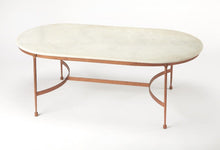 Load image into Gallery viewer, Genuine Marble And Metal Oval Coffee Table - White And Copper