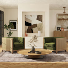 Load image into Gallery viewer, Georgia - Cane Tuxedo Armchair - Olive Green