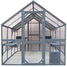 Load image into Gallery viewer, Spacious Wooden Cat Catio Outdoor Kitty House With Bridges And Roof Cover - Gray