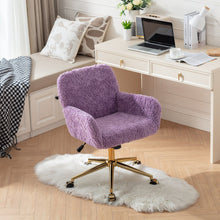Load image into Gallery viewer, Office Chair, Artificial Rabbit Hair Home Office Chair With Metal Base, Adjustable Desk Chair Swivel Office Chair, Vanity Chair