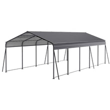 Load image into Gallery viewer, Metal Carport 13 X 26.5 Ft Heavy Duty With Galvanized Steel Roof Metal Garage Canopy With Galvanized Steel Roof & Frame Car Tent Outdoor Storage Shed For Car Boats And Truck - Gray