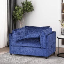 Load image into Gallery viewer, Modern Club Chair With Textured Upholstery And Pillow Accents - Navy Blue