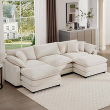 Load image into Gallery viewer, Modern Oversized Modular Cushion Sofa With Ottoman, Low Back, Deep Seating Sofa Set