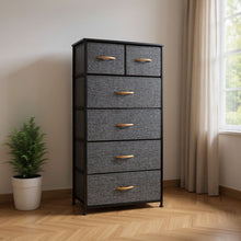 Load image into Gallery viewer, Fabric Six Drawer Chest - Gray / Black