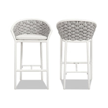 Load image into Gallery viewer, Rowan - Rope Barrel Low Back Patio Counter Stool (Set of 2) - Optic White