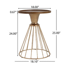 Load image into Gallery viewer, Hollow - Edge Retro Art Pine Side Table With Antique And Natural Color, Iron And Pine Construction - Antique Gold / Natural