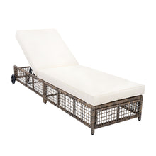 Load image into Gallery viewer, Outdoor Lounge Chair With 5 Position Backrest With Cushion And Wheels