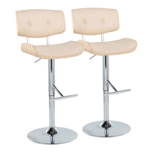 Load image into Gallery viewer, Lombardi - Contemporary Adjustable Barstool With Swivel With Straight T Footrest (Set of 2)