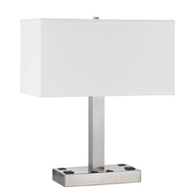 Load image into Gallery viewer, Metal Two Light Desk USB Table Lamp With White Shade - Nickel