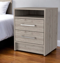 Load image into Gallery viewer, 20" Light Wood Two Drawer Nightstand - Gray