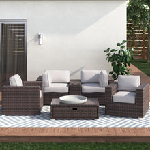 Load image into Gallery viewer, Wicker Seating Group Set With Table And Cushions