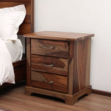 Load image into Gallery viewer, 27" Solid Wood Live Edge Three Drawer Nightstand - Brown