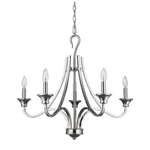 Load image into Gallery viewer, Candle Style Five Light Metal Dimmable Chandelier - Nickel