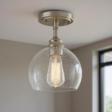 Load image into Gallery viewer, Shaded Metal Dimmable Flush Chandelier With Shades - Nickel