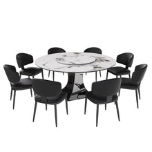 Load image into Gallery viewer, Round Dining Table With 6 Chairs Set - Silver