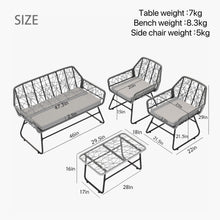Load image into Gallery viewer, 4 Piece Wicker Patio Furniture Set With Tempered Glass Table And Detachable Cushions