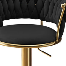 Load image into Gallery viewer, Velvet Metal Low Back Adjustable Height Swivel Bar Chairs (Set of 2) - Black / Gold
