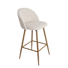 Load image into Gallery viewer, Fabric Metal Low Back Counter Height Swivel Bar Chair - Beige / Oak