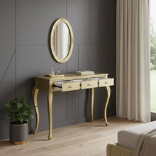 Load image into Gallery viewer, Wood Mirrored Three Drawer Vanity Table - Brown