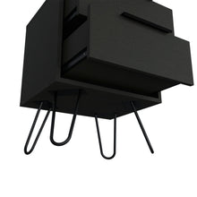 Load image into Gallery viewer, 22" Two Drawer Faux Wood Nightstand - Black