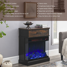 Load image into Gallery viewer, 25" Stand Side Table With 3-Sided Glass Electric Fireplace - Antique Black