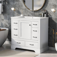 Load image into Gallery viewer, Modern Bathroom Vanity With Sink, 6 Drawers, Adjustable Shelf