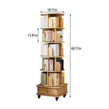 Load image into Gallery viewer, 6 Tier Rotating Bookshelf With Wheels And Drawer, 360° Spinning Design, Space Saving Storage, For Home - Wood