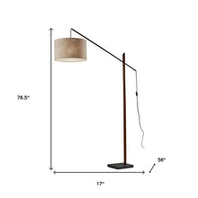 Load image into Gallery viewer, Swing Arm Floor Lamp With Beige Solid Color Drum Shade - Black / Beige