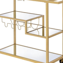 Load image into Gallery viewer, 40" Glass And Iron Rolling Prep Table - Clear / Gold