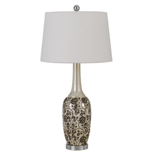 Load image into Gallery viewer, Metal Two Light Bedside Table Lamps With White Globe Shade (Set of 2) - Silver