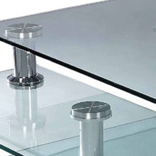 Load image into Gallery viewer, 32" Clear And Glass And Metal Coffee Table With Three Shelves - Silver