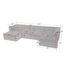 Load image into Gallery viewer, Upholstered L-Shaped Modular Sectional Sofa With Chaise, Wave-Shaped Armrest