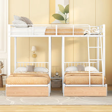 Load image into Gallery viewer, Triple Bunk Bed With Drawers And Guardrails