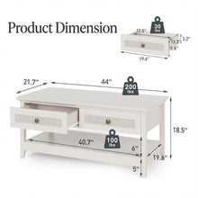 Load image into Gallery viewer, Coffee Table With Drawers & Storage Shelf - White