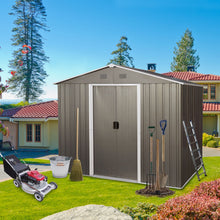 Load image into Gallery viewer, 8Ft x 6Ft Outdoor Metal Storage Shed With Floor Base (SKU: W540S00012) - Gray